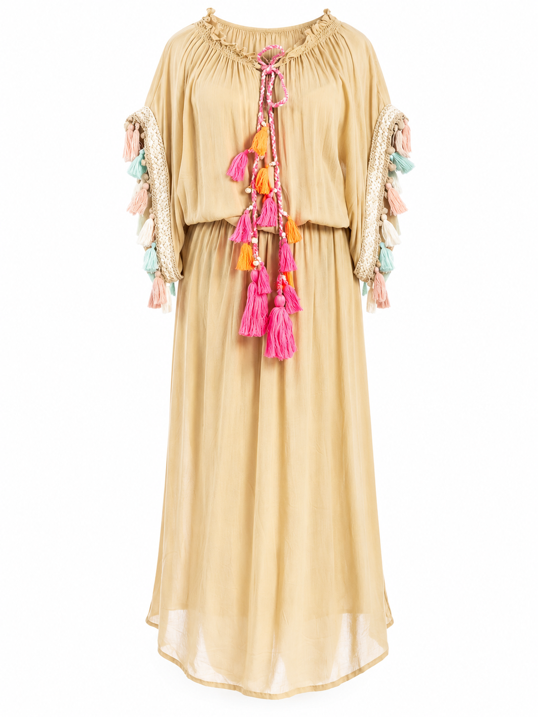 ABITO CON TASSEL - BEIGE